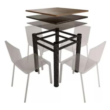 Imagem de Base Quadrada Para Mesa Jantar Vidro Pedra Madeira 75x75cmb4 - Wrm, Te