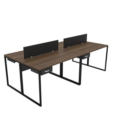 Imagem de Escrivaninha para Escritório com 4 Lugares Nogal / Preto