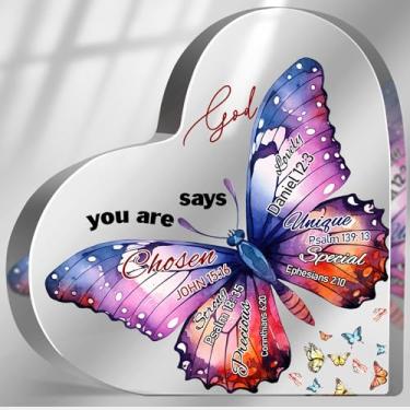 Imagem de MUNLICAR Presentes Religiosos Inspiradores Para Mulheres, Versículos Bíblicos E Espirituais De Encorajamento Irmã, Mãe Amiga, Decoração Mesa Escritório Cristã Em Forma Borboleta, Placas Acrílico Com