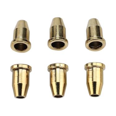 Imagem de OVSAL Conjunto de 6 virolas de corda de aço através do corpo de 8 mm bucha de montagem compatível com guitarras elétricas padrão americano/vintage Tele/Telecaster peças de reposição douradas