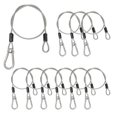 Imagem de LAICCUM Cabos De Segurança Para Luzes Palco, Pacote Com 10 Aço Inoxidável Festa Dj, Espessos 5/32" Diâmetro Alças E Mosquetão Bagagem, 2 Pés Comprimento