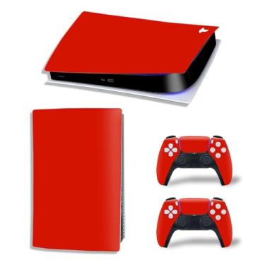 Imagem de Adesivo de película compatível com console PS5, capa protetora de vinil para controle de edição digital (vermelho)