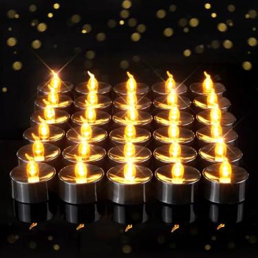 Imagem de Amagic 30 peças de velas de chá preto operadas a pilhas, velas de LED de Natal para Halloween, abóbora, aniversário, Natal