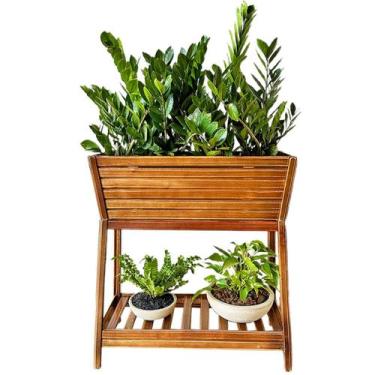 Imagem de Jardineira Floreira Alta De Madeira Com Suporte Para Chão - Alpe & Ari
