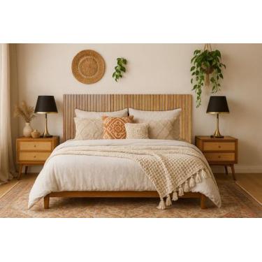 Imagem de Cabeceira de Cama Ripado MDF Nature - JVN VARIEDADES