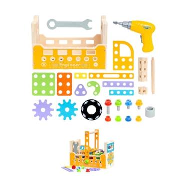 Imagem de YIJU Conjunto de Ferramentas de Madeira para Crianças, Brinquedos Educativos Portáteis para Crianças de 3, 4, 5 E 6 Anos