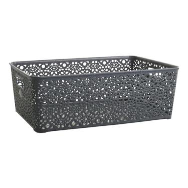 Imagem de Cesta Monako XL 39 x 27 x 14 cm, plástico, cor: cinza metálico
