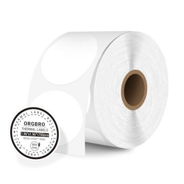 Imagem de ORGBRO Etiquetas adesivas térmicas genuínas de círculo branco de 5 cm, compatíveis com impressora de etiquetas Z1, autoadesivas para pequenas empresas, design de logotipo DIY, adesivos personalizados,