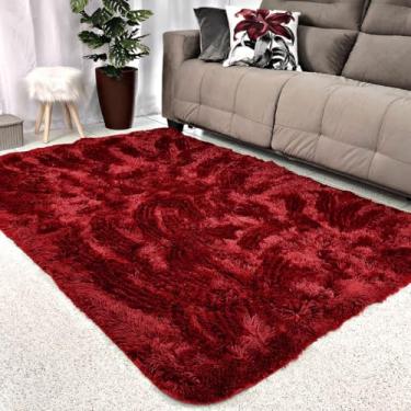 Imagem de Tapete 2,00 X 1,50 Peludo Felpudo Macio Para Quarto Sala(Bordô)