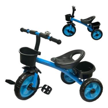 Imagem de Triciclo Criança Infantil Com Cestinha Buzina E Rodas Em Eva Azul - Im