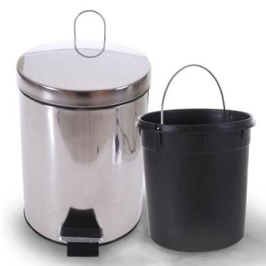 Imagem de Lixeira Inox Espelhado C/ Pedal Balde Removível 5 Litros Bene Casa