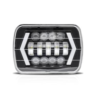 Imagem de CIADAZ Farol LED de 7 polegadas de 1 unidade Farol LED quadrado de 7x6 5x7 polegadas com seta de feixe alto/baixo Olhos de anjo DRL Substituição de luz de sinalização para Jeep Wrangler YJ Cherokee XJ