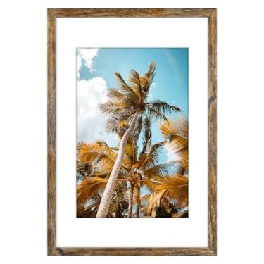 Imagem de Frametory, Porta-retrato de 40,6 x 61 cm com tapete para fotos de 30,5 x 45,7 cm - Moldura larga de vidro de alta definição - ferragens pré-instaladas para montagem na parede (marrom rústico, 1 pacote