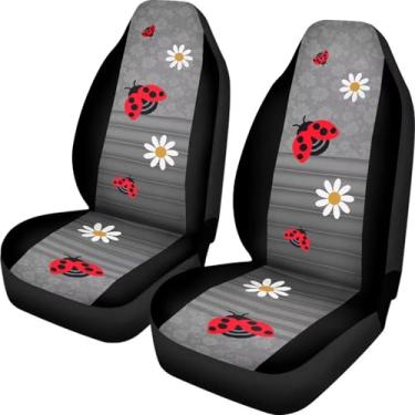 Imagem de TOADDMOS Ladybug Daisy Capas de assento dianteiras decorativas para carros capa de assento concha frontal leve capas de almofada de assento automotivo para SUV Vans Sedans Caminhões