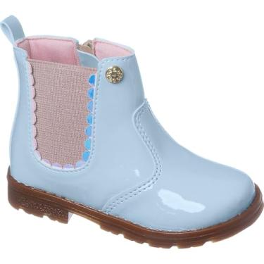 Imagem de Coturno Botinha Bota Infantil Menina Bebe Rosa com Corações, Zíper Lateral, Solado Antiderrapante, Flexível (AZUL, BR, Criança de 4 a 8 anos, Numérico, 25)