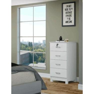 Imagem de Comoda new hortensia madeira mdp 4gv c/pes cor: branco - SAN MARINO