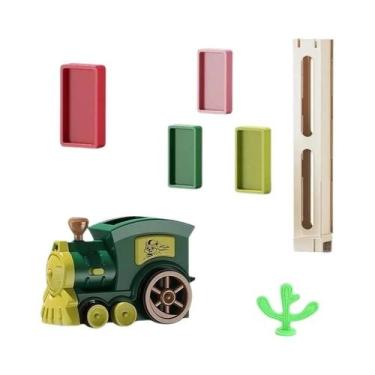 Imagem de Blocos De Trem Dominós Educativos Infantis 80 Peças Brinquedos De Plás