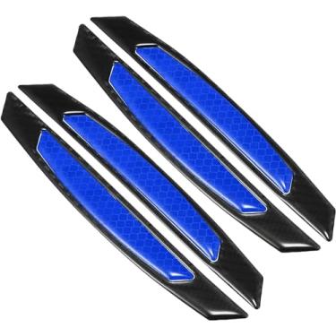 Imagem de 4 peças de adesivos refletivos de borda de porta de carro tiras de proteção universal carro caminhão SUV adesivo anticolisão decalque protetor de borda da porta lateral do carro preto azul