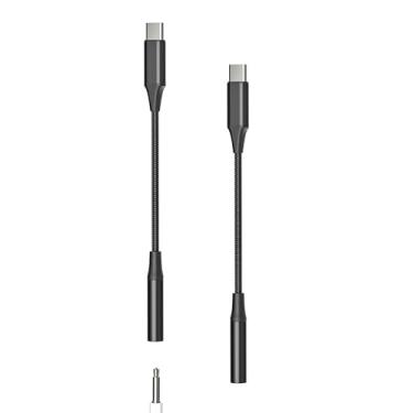 Imagem de Adaptador de áudio USB C para 3,5 mm (pacote com 2) Dongle de fone de ouvido AUX para iPhone 16 15 Pro Max tipo C para Apple compatível com Samsung S25 S24 cabo de carro conversor de microfone para
