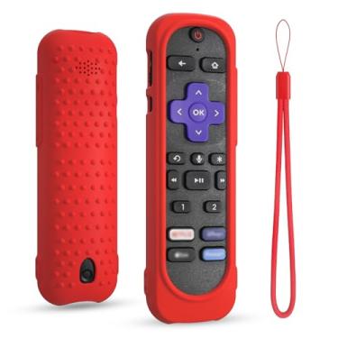 Imagem de Capa de silicone para controle remoto de voz Rok Ultra 2024/Rok Pro/TCL/Hisense, capa lavável à prova de choque Rok Remote com cordão (vermelho)
