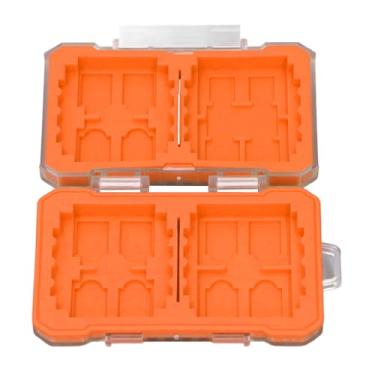 Imagem de GOWENIC Caixa do Cartão de Memória, Caixa de Armazenamento do Cartão de Memória Resistente à água para 4 CFE-B e 4 CFE-A/4 SD/12 TF/5 SIM, Com Interior de Absorção de Choque (Laranja)