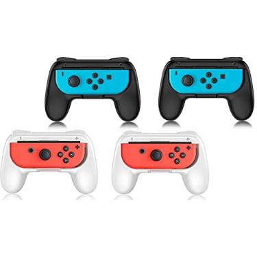 Imagem de Controller Grip for Nintendo Switch Joy-Con, Wear-Resistant Handheld Joystick Remote Handle Compatible with Switch, 4 Pack (Black+White)