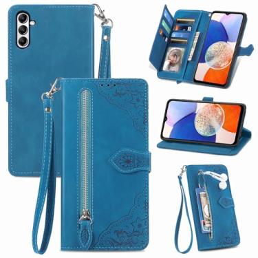 Imagem de Furiet Capa carteira para Samsung Galaxy A56 5G com cordão de pulso, estampa de flor, bolso de couro, flip para cartão, suporte, acessórios de celular, capa de telefone para A 56 56A LTE mulheres