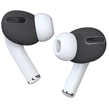 Imagem de DamonLight AirPods Pro Ear Tips [cabe na capa] 2 pares de capas projetadas para Apple AirPods Pro, capa de silicone antiderrapante, sem poeira e arranhões, audição confortável - preta