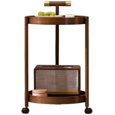 Imagem de 1 peça de mesa de cabeceira com prateleira de armazenamento, mesa lateral de cama pequena, mesas de canto redondas para sala de estar, quarto, móveis de sala central, design industrial (tamanho: 36 cm