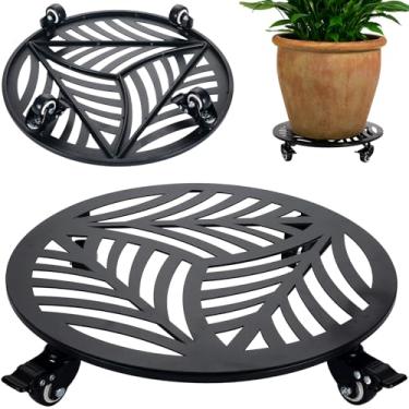 Imagem de Planterhoma 1 Pacote de 16" Extragrande Metal Planta Caddy com Rodas Ferro Resistente Rolamento Planta Suporte com Rodízios Interior Ao Ar Livre Rodado Planta Rolo Base Pot Movers Planta Dolly Coaster