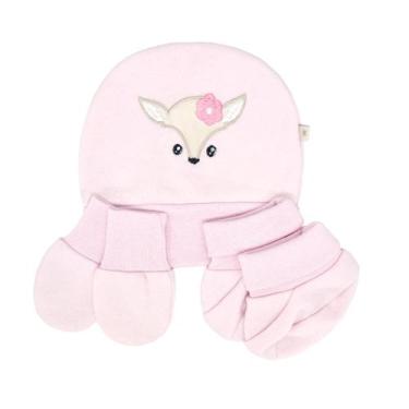 Imagem de Kit Touca Bordada, Luvas ,e Sapatinhos Baby Joy, Cervo rosa