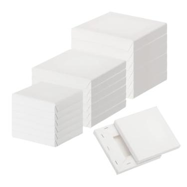 Imagem de PATIKIL Tela para pintura, pacote com 18 3x3 4x4 5x5 tela de algodão em branco tábua de desenho acrílica conjunto de tinta a óleo suprimentos de arte para aquarela óleo acrílico guache têmpera