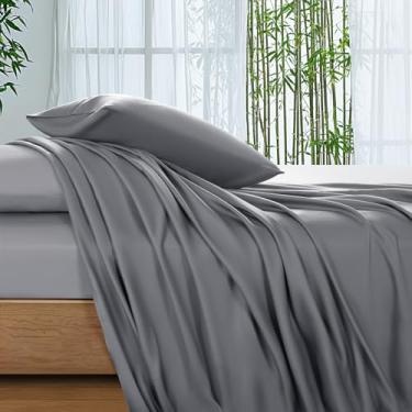 Imagem de SONORO KATE Lençóis Queen 100% viscose derivados de bambu, ultra respiráveis e refrescantes para pessoas com sono quente, lençóis de cama sedosos de luxo de hotel, bolso profundo de 40,6 cm - 4 peças