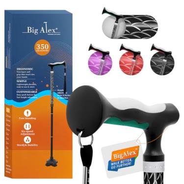 Imagem de BigAlex Bengala de caminhada leve e dobrável com cabo TPR macio e confortável para idosos e adultos, alça maior para conforto, bastão de suporte ajustável, auxílio portátil de viagem para homens e