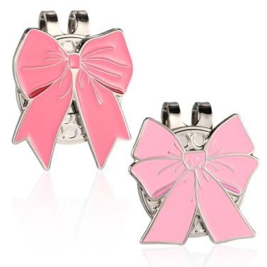 Imagem de 2un Presilhas para Chapéu Golfe Laço Rosa, Chapéu de Golfe com Acessórios Decorativos Magnéticos Fofos para Chapéus Mochilas Femininas Golfistas