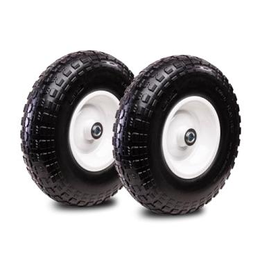 Imagem de Taifa 2 Pneus E Rodas De Reposição Sólidos De 13 Polegadas Sem Câmara De Ar 4.00-6 Com Rolamento De 5/8'' E Cubo De Deslocamento De 2,17'', Roda Sem Ar Para Carrinho De Mão/Carroça/Caminhão De Mão/C