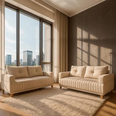 Imagem de Conjunto Sofá 3x2 Lugares Leona em Linho Bom Pastor