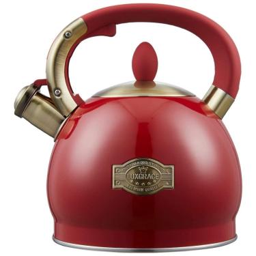 Imagem de LUXGRACE Chaleira 2L com Apito e Cabo ergonômico, Aço Inoxidável, Vermelho
