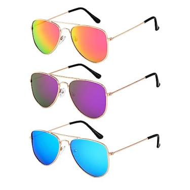 Imagem de Yogo Vision Óculos De Sol Aviador Polarizados Para Crianças, Clássicos Meninos E Meninas (Pacote Com 3)