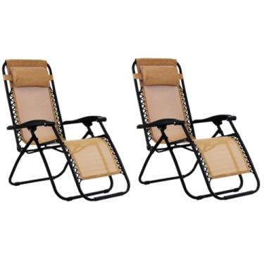 Imagem de Kit 2 Espreguiçadeiras Dobrável e Reclinável Gravidade Zero (Nude)