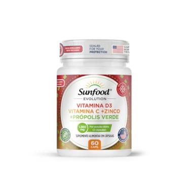 Imagem de VITAMINA D3 + VITAMINA C + ZINCO + PROPOLIS VERDE 1.360MG 60 CAPSULAS SUNFOOD EVOLUTION