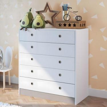 Imagem de Cômoda Para Quarto Infantil com 5 Gavetas Juno Branco A05 - Mpozenato,