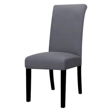 Imagem de Capa para cadeira elástica de 1/2/4/6 peças, capa universal ajustável para cadeiras de jantar, capa de assento resistente à cor para casa (1 peça/cinza)