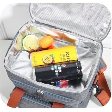 Imagem de Bolsa Térmica Expansível, 12L, 2 Compartimentos, Isolamento Térmico, com Alça Removível, 27,5x18x25cm, Preto/Azul/Cinza (AZUL)