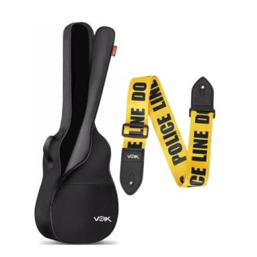 Imagem de Capa Bag Para Violão Voik CV4101P Preta Correia Police London, Amarelo