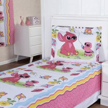 Imagem de Colcha Cobre Leito Infantil Oxford Personalizada Stich Solteiro 02 Peç