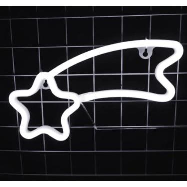 Imagem de HULIN Meteor Neon Lights LED Neon Light Sign Neon Wall Light Battery/USB Operated Neon Light para quarto, bar, festa de aniversário, sala de estar, festival (branca)