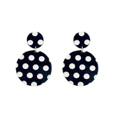 Imagem de Brincos pendentes de bolinhas de acrílico para mulheres, banhado a prata, vintage, leve, de resina, geométrico, moderno, fofo, joia featival, presente, Medium, Metal, Sem pedra preciosa