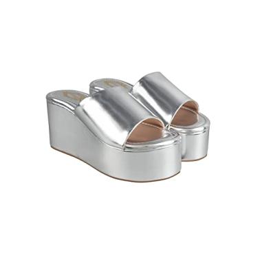 Imagem de Shoetopia Sandália de salto pequeno para meninas, Prata, 5 UK