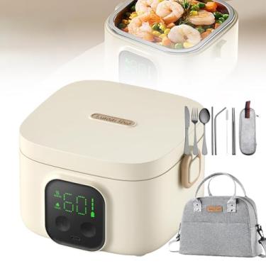 Imagem de CHONGHAN Lancheira elétrica para alimentos, lancheira térmica aquecida para adultos, isolamento inteligente, mantém os recipientes de alimentos quentes, à prova de vazamento, com bolsa de transporte